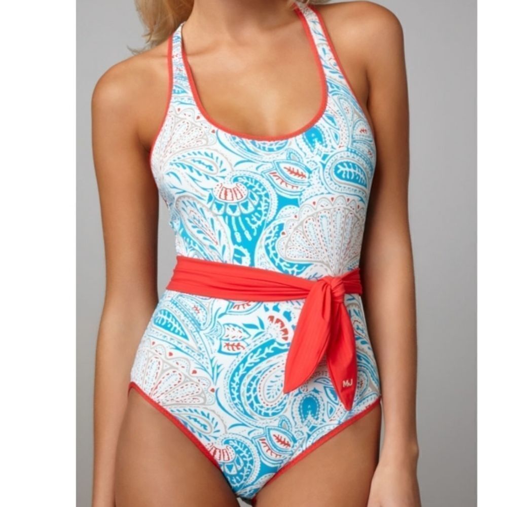 MARC by Marc Jacobs Women Blue & Orange Reversible Paisley Maillot Swims…